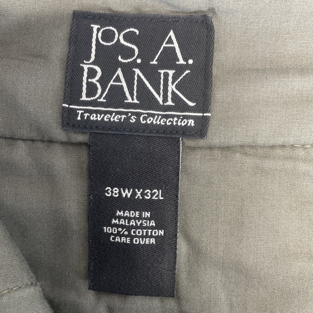 Jos A Bank Traveler's Collection Mens Pants 38Wx32L Olive Green Gray 100% Cotton - Picture 5 of 6